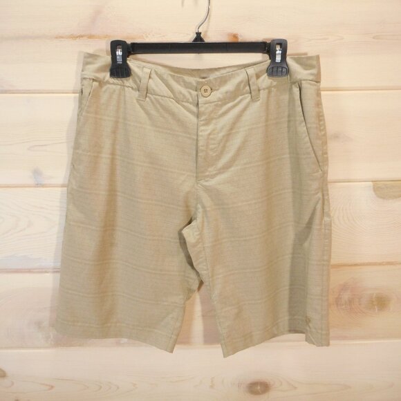 Hang Ten Men's Size 32 Tan Hybrid Board Shorts Flat Front Zip Pockets - Picture 1 of 10